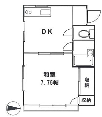 JR中央線国分寺駅徒歩９分　コーポむさしの　１０８号室間取図面